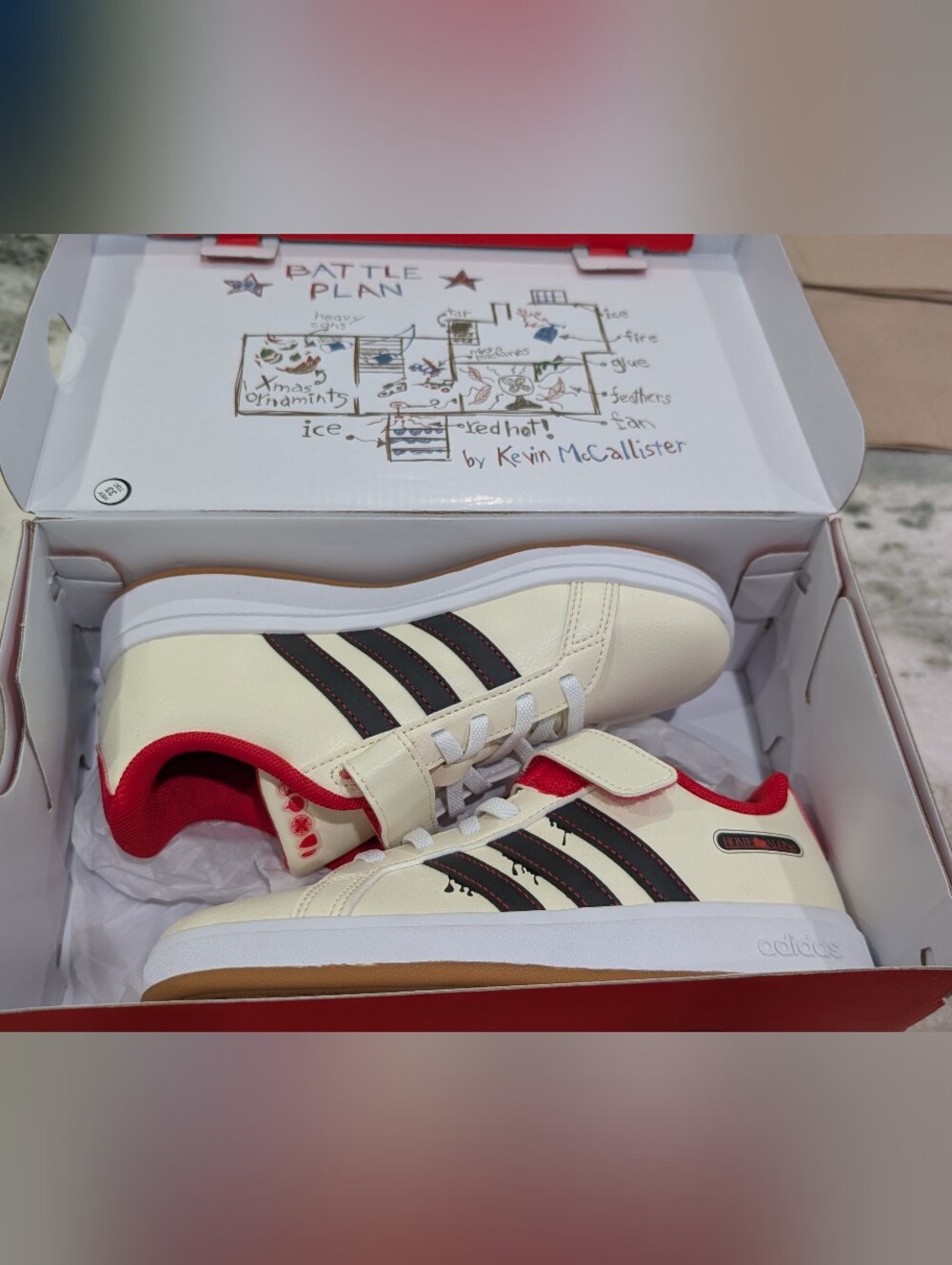Adidas Special Edition Home Alone Kids Cream & Black Classic Sneakers